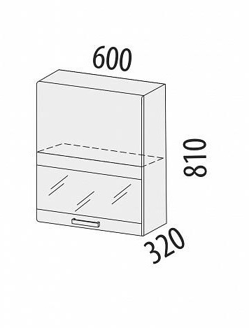 Шкаф-витрина (с системой плавного закрывания) Графит 74.80.1