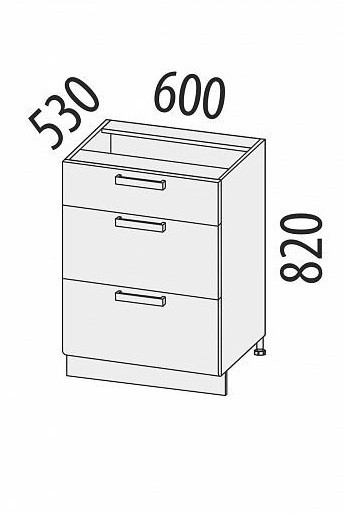 Стол с 3 ящиками (с системой плавного закрывания) Графит 74.91