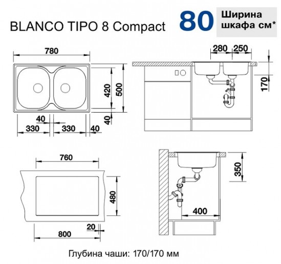 Мойка Blanco Tipo 8 Compact