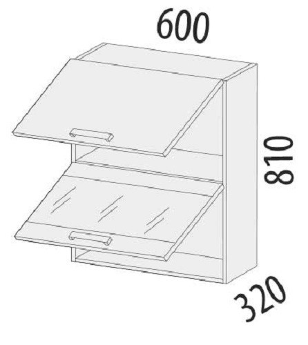 Шкаф-витрина кухонный (с откидной системой Blum) Бруклин 101.08.1